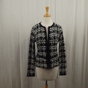 Leifsdottir Anthropologie Womens XS X-Small Cardigan Sweater Black White Knit